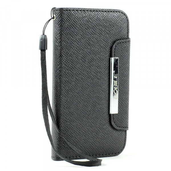 Wholesale LG Optimus L70 Flip Leather Wallet Case with Strap (Black)